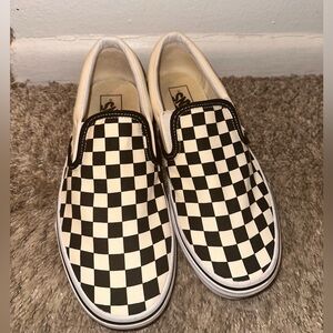 Vans Black and White Checkered Slip-On Loafers